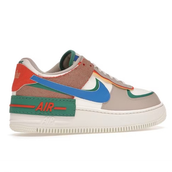 Nike Air Force 1 Low Shadow Sail Signal Blue Green Women's Sneaker - Picture 6 of 9